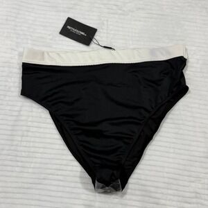 PrettyLittleThing Black White High Waisted Bikini Bottoms Plus Size US 20 NWT